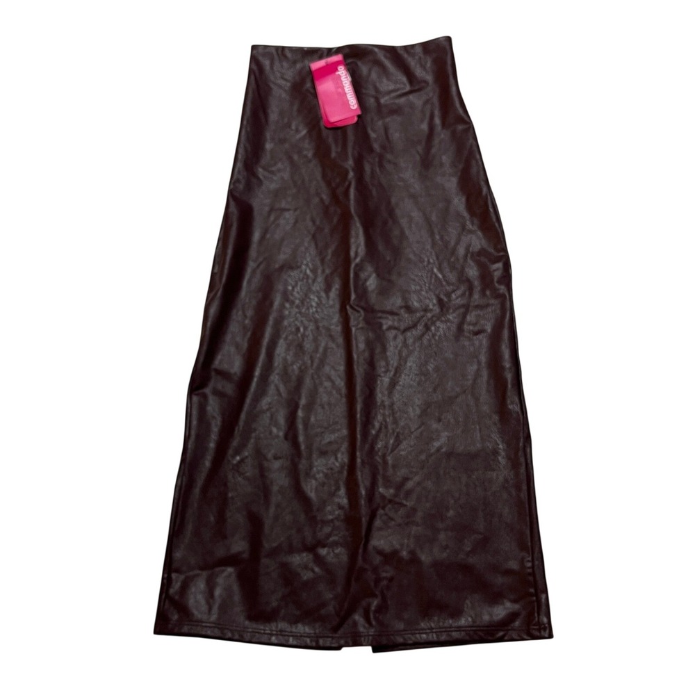 Commando Skirt Womens S Oxblood Faux Leather Midi Skirt‎ SL04 High Rise Slit